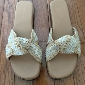 American Eagle Outfitters Woven Knotted Slide Sandals in Natural